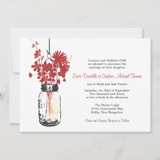 Invitation Mason Jar & Fleurs sauvages (Devant)
