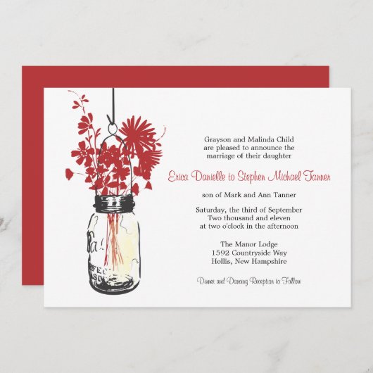 Invitation Mason Jar & Fleurs sauvages (Devant / Derrière)