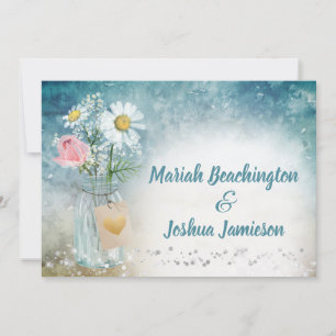Invitation *~* Mason Jar Floral Rustique Mariage d'aquarelle