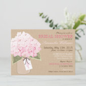 Invitation Mason Jar Hydrangea Fête des mariées rustique (Debout devant)