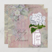 Invitation Mason Jar Hydrangea Shabby Baby shower Chic (Devant / Derrière)