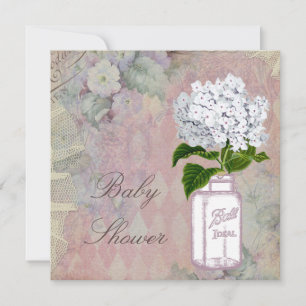 Invitation Mason Jar Hydrangea Shabby Baby shower Chic