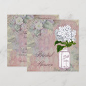 Invitation Mason Jar Hydrangea Shabby Chic Fête des mariées (Devant / Derrière)