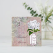 Invitation Mason Jar Hydrangea Shabby Chic Fête des mariées (Debout devant)