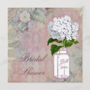Invitation Mason Jar Hydrangea Shabby Chic Fête des mariées