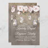 Invitation Mason Jar illumine Floral Rustic Engagement Party (Devant / Derrière)
