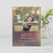 Invitation Mason Jar illumine Rustic Photo Graduation Party (Debout devant)