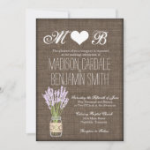 Invitation Mason Jar Lavender Rustic Burlap Wedding Invite (Devant)