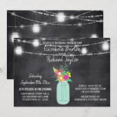 Invitation Mason Jar Lights Chalkboard Couples Wedding shower (Devant / Derrière)