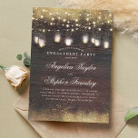 Invitation Mason Jar Lights Rustic Wood Engagement Party<br><div class="desc">Gold glitter,  rustic wood,  and mason jar string lights engagement party invitations.</div>