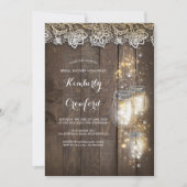 Invitation Mason Jar Lumières et dentelle Fête des mariées ru (Devant)