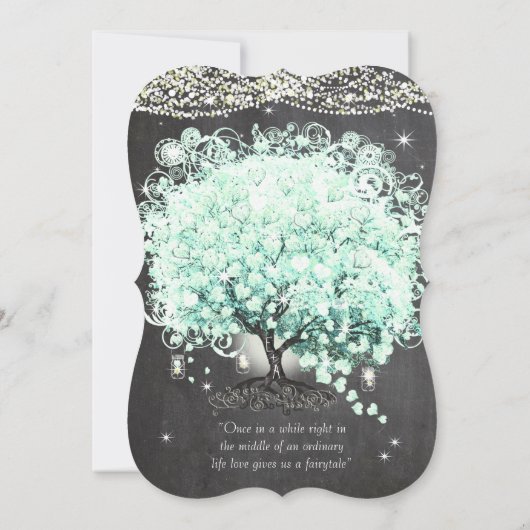 Invitation Mason Jar Mint Chalkboard Coeur Leaf Tree Invitati (Dos)