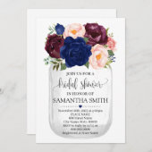 Invitation Mason jar nuptiale douche marine floral pays chic (Devant / Derrière)