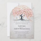 Invitation Mason Jar Pale Pink Heart Leaf Tree Wedding (Devant)