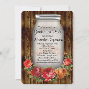 Invitation Mason Jar Parti d'obtention du diplôme du pays Vin