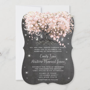 Invitation Mason Jar Pink Chalkboard Arbre de la feuille de c