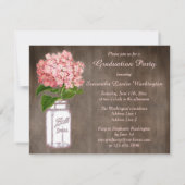 Invitation Mason Jar & Pink Hydrangea Rustic Graduation Party (Dos)