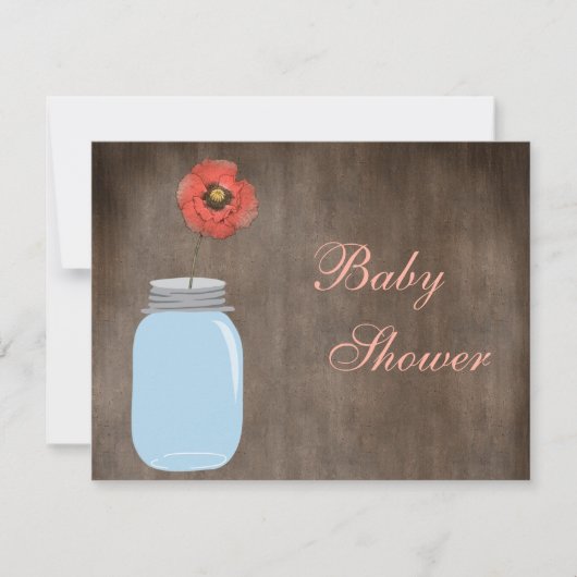 Invitation Mason Jar & Poppy Rustic Baby Girl (Devant)