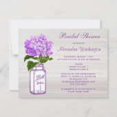 Invitation Mason Jar & Purple Hydrangea Gray Fête de l'mariée (Dos)