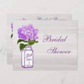 Invitation Mason Jar & Purple Hydrangea Gray Fête de l'mariée (Devant / Derrière)