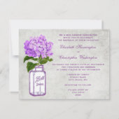 Invitation Mason Jar & Purple Hydrangea Shabby Chic Mariage (Dos)