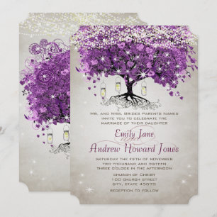 Invitation Mason Jar Radiant violet Mariage