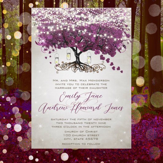 Invitation Mason Jar Radiant violet Mariage