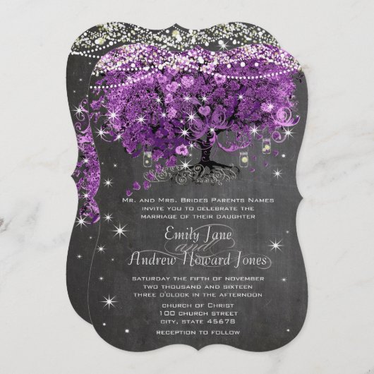 Invitation Mason Jar Radiant violet Mariage (Devant / Derrière)