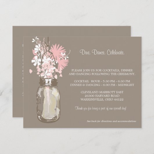 Invitation Mason Jar & Réception Fleur sauvage (Devant / Derrière)