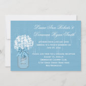 Invitation Mason Jar Réception Florale Bleu et Blanc uniqueme