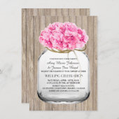 Invitation Mason jar rose hydrangea mariage invite hyd1 (Devant / Derrière)