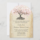 Invitation Mason Jar Rose Rose Or Coeur Leaf Arbre (Devant)