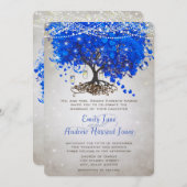 Invitation Mason Jar Royal Blue Heart Leaf Tree Mariage (Devant / Derrière)