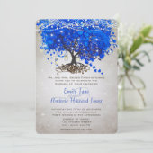 Invitation Mason Jar Royal Blue Heart Leaf Tree Mariage (Debout devant)