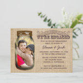 Invitation Mason Jar Rustic Burlap (Debout devant)