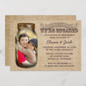 Invitation Mason Jar Rustic Burlap Engagement Party Invitatia (Devant / Derrière)