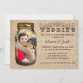 Invitation Mason Jar Rustic Burlap Mariage campagnard Invitat (Devant)