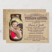 Invitation Mason Jar Rustic Burlap Wedding shower (Devant / Derrière)
