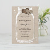 Invitation Mason Jar Rustic Country Mariage Burlap (Debout devant)