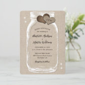 Invitation Mason Jar Rustic Country Mariage Burlap (Debout devant)