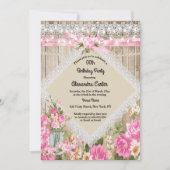 Invitation Mason Jar Rustic Pearl String éclaire Floral rose (Devant)