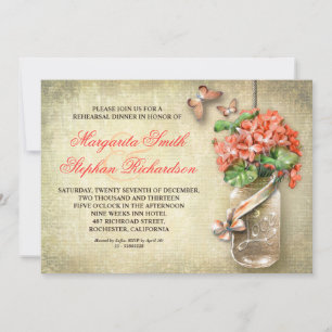 Invitation mason jar rustique burlap répétition dîner invitat