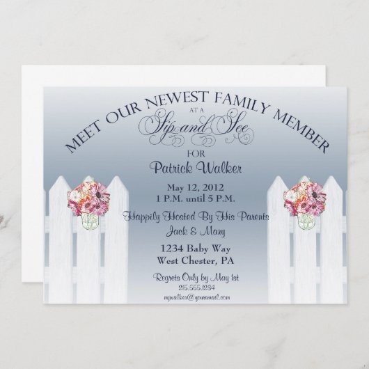 Invitation Mason Jar Sip et voir l'invitation (Devant / Derrière)