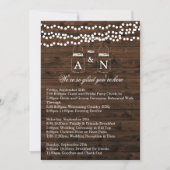 Invitation Mason Jar String Light WEEKEND ITINERARY Card (Devant)
