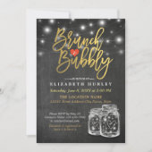 Invitation Mason Jar String Lights Chalkboard Brunch & Bubbly (Devant)