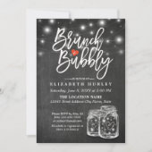 Invitation Mason Jar String Lights Chalkboard Brunch & Bubbly (Devant)