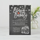 Invitation Mason Jar String Lights Chalkboard Brunch & Bubbly (Debout devant)