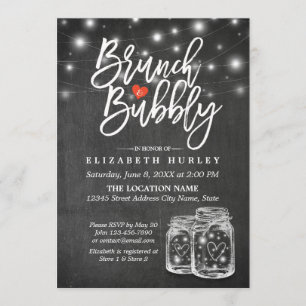 Invitation Mason Jar String Lights Chalkboard Brunch & Bubbly