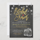 Invitation Mason Jar & String Lights Chalkboard Fête des mari (Devant)