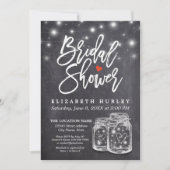 Invitation Mason Jar & String Lights Chalkboard Fête des mari (Devant)